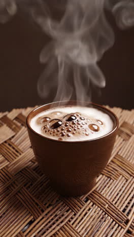 hot coffee in a brown cup