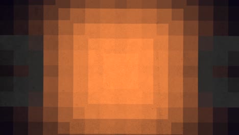 a striking grid pattern of black and orange squares, with black squares aligned vertically and horizontally, and orange squares positioned at their centers