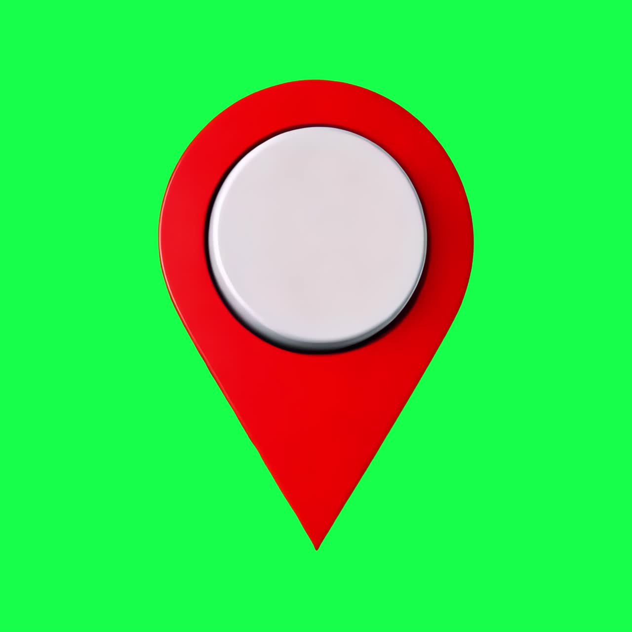 Red map pin symbol isolated animation, transparent 4K video, green screen
