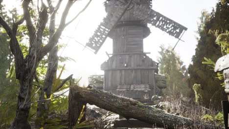 old-traditional-wooden-windmill-in-the-forest