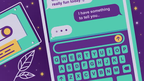 smartphone with text messages and retro cassette tape