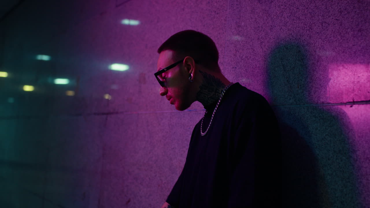 Stylish Man in Neon City