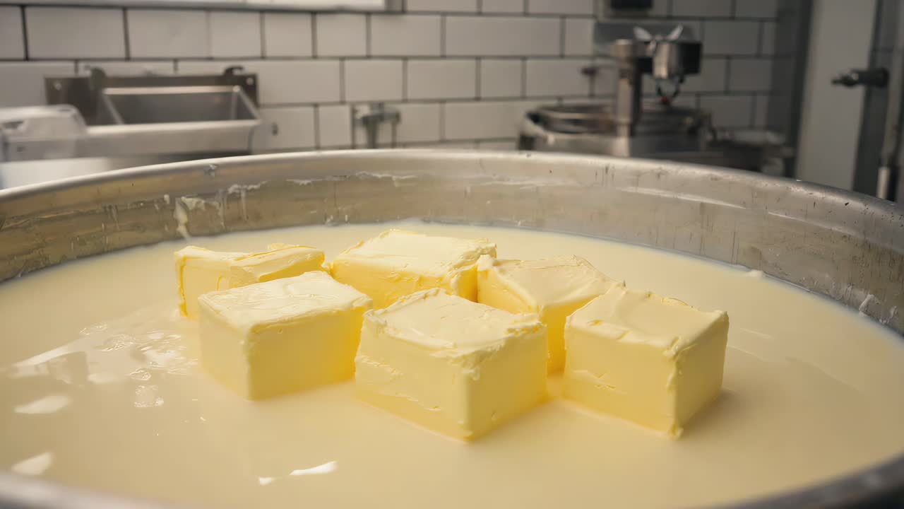 Blocks of Butter in Milk