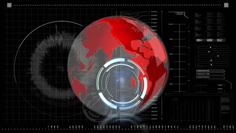 Animation-Des-Scannens-Des-Zielfernrohrs-über-Den-Globus-Und-Der-Datenverarbeitung-Auf-Dem-Bildschirm