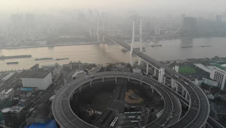 nanpu bridge in the early morning, shanghai, china