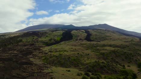 aerial view of etna's lava fields in sicily, showcasing volcanic landscape