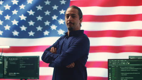 an american hacker in a governmental cyber defense room