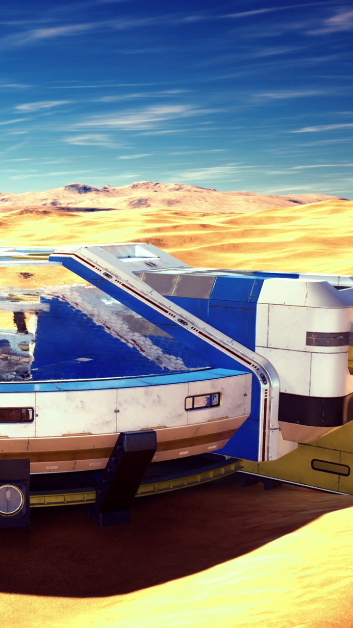 Exploration base located in desert with advanced design