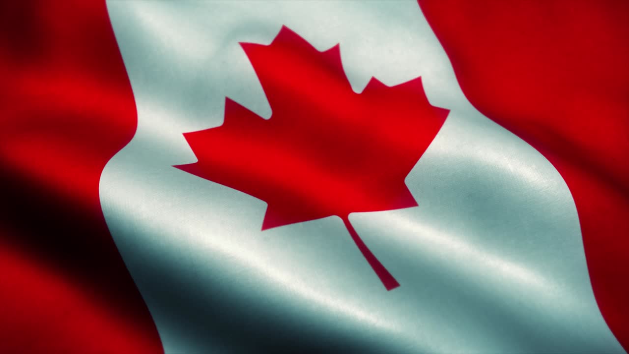 bandera canadiense ondeando en el viento. bandera nacional de canadiense. signo de animación de bucle sin costura canadiense. 4k