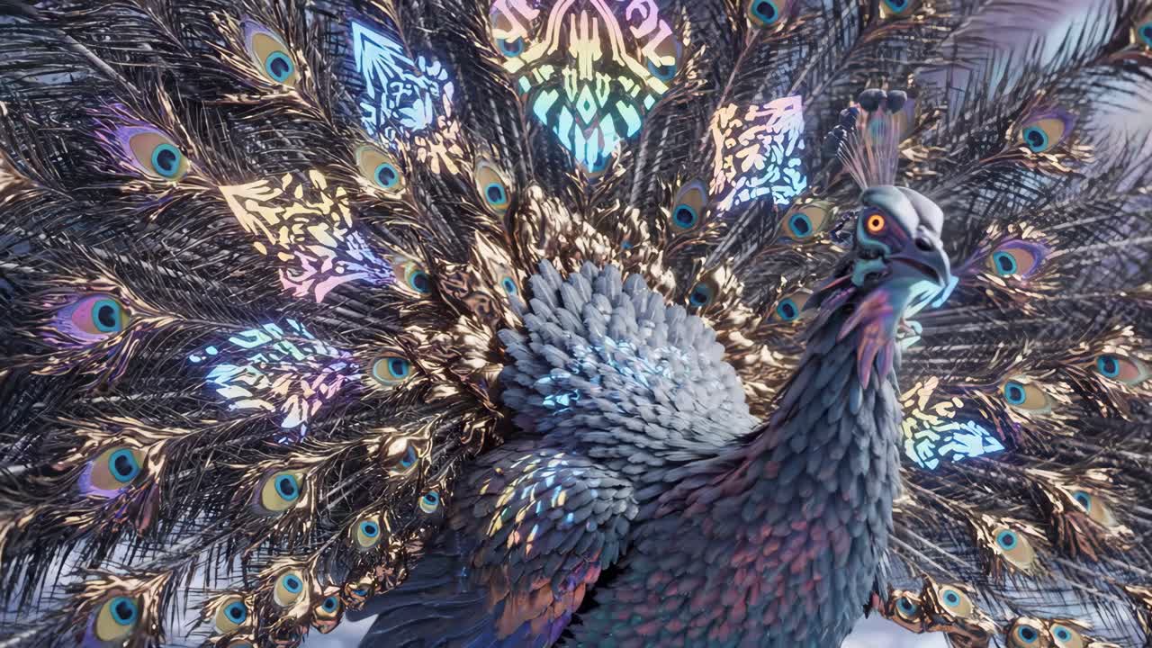 Iridescent Peacock with Ornate Feathers