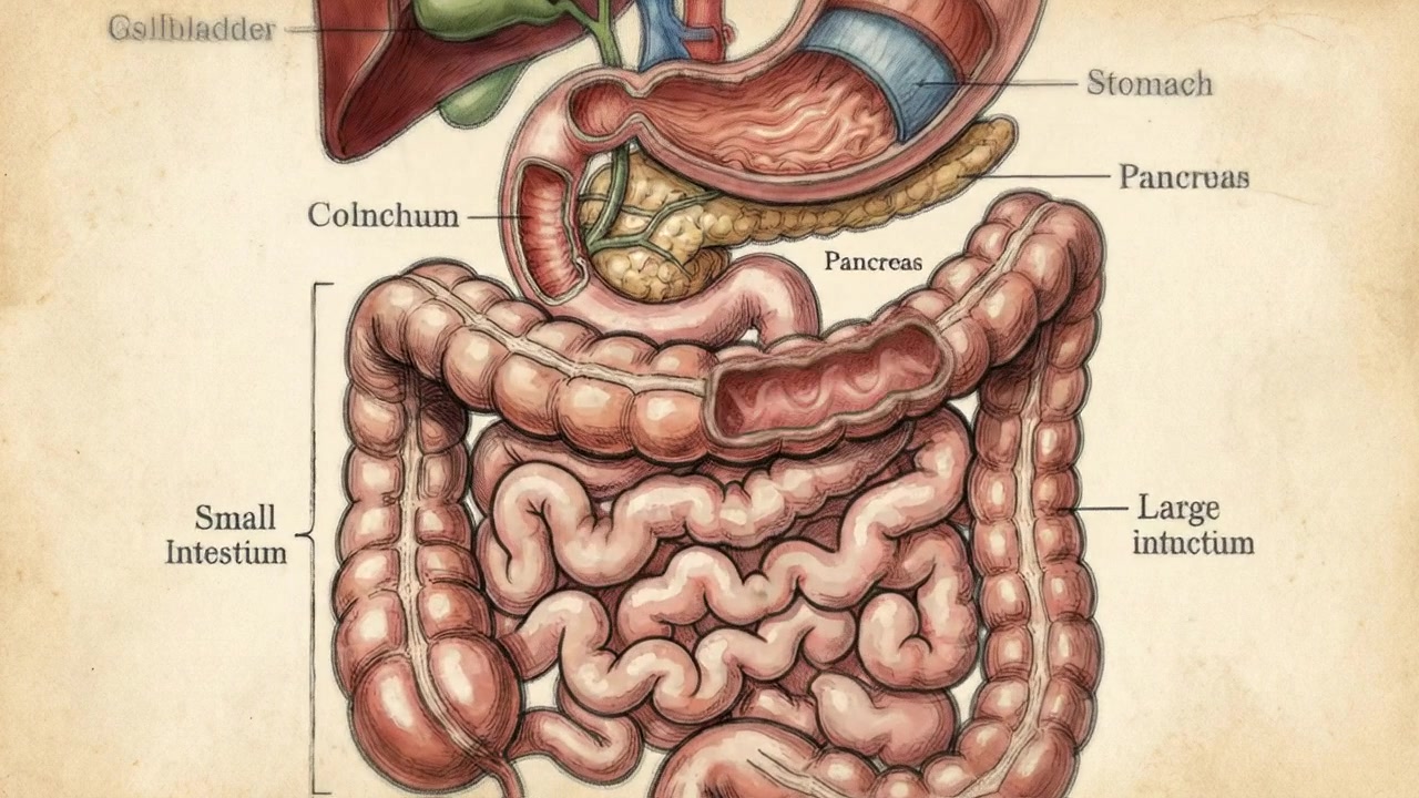 Anatomical Illustration of the Human Digestive System