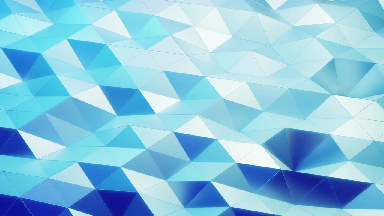 스타일리시 크리에이티브 어브스트랙티브 로우 폴리 배경 4k, 룩으로 반이는 표면 위에서 움직이는 추상적인 파동, 부드러운 부드러운 원활한 애니메이션, 간단한 미니멀리즘 기하학, 블루 그라디언트 색상