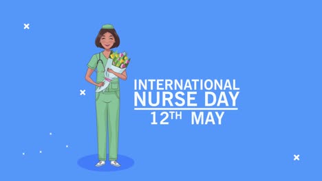 international nurse day lettering with flower bouquet