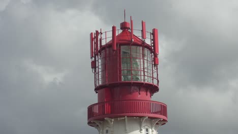 lindesnes coastal lighthouse at the southernmost tip of norway. close-up shot
