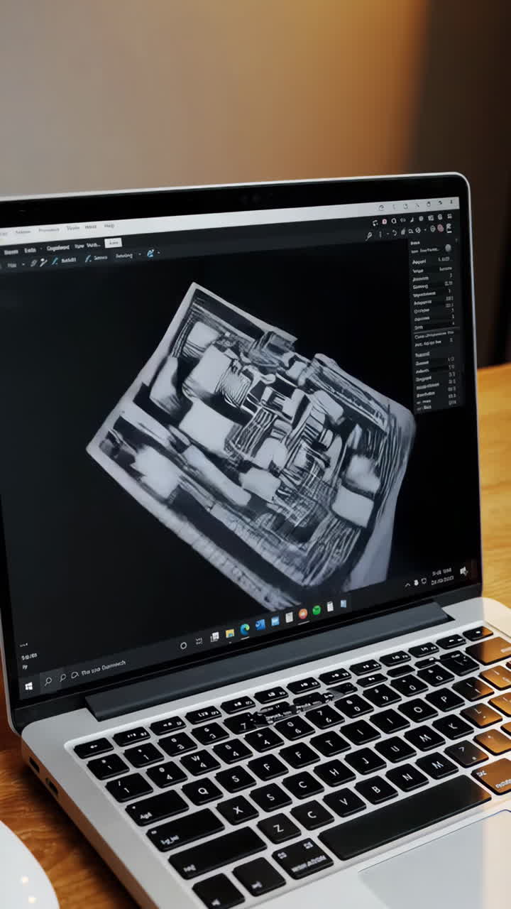 Laptop displaying 3D architectural model