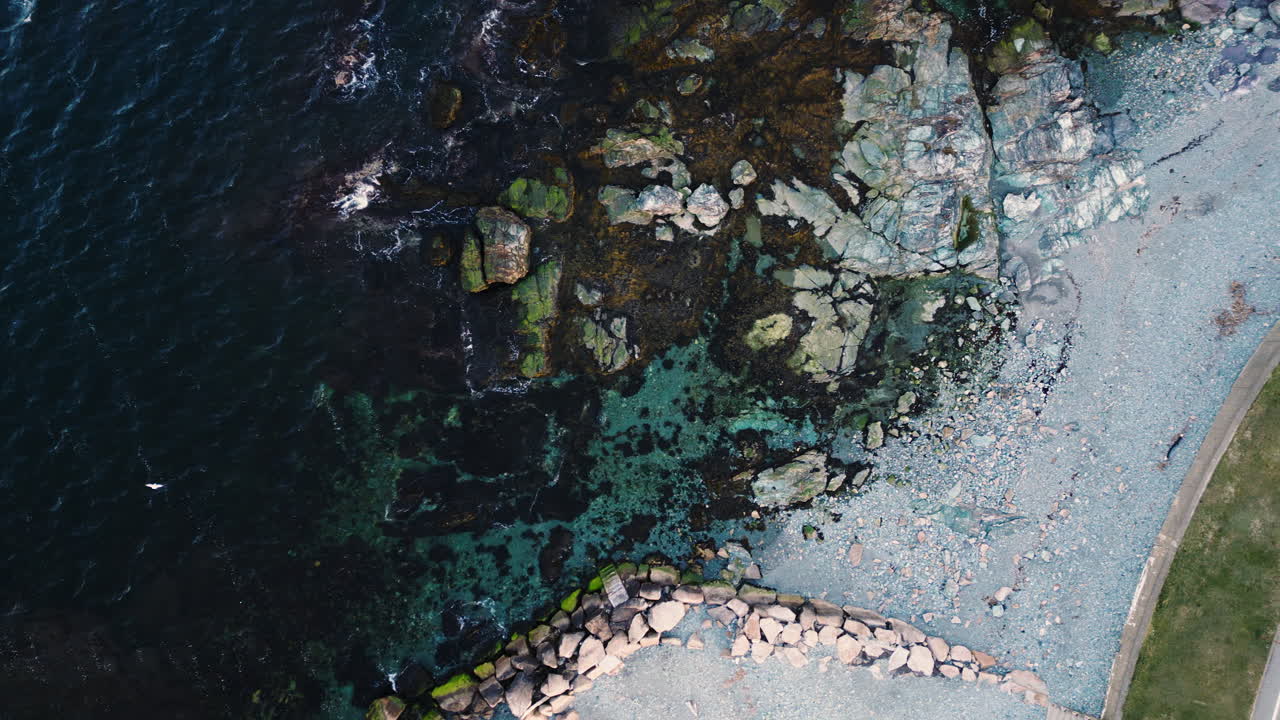 Rock wall along beach off of Ocean Avenue in Newport Rhode Island