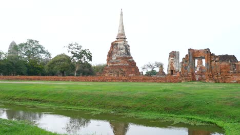 mahathat ancient temple with reflection, ayutthaya,thailand