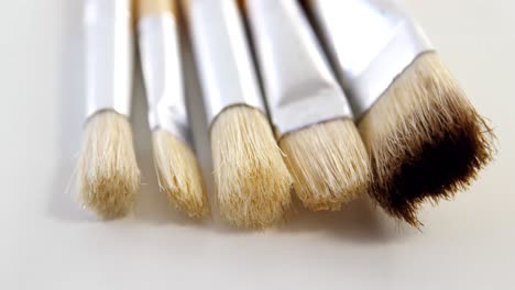 close-up of various paint brushes