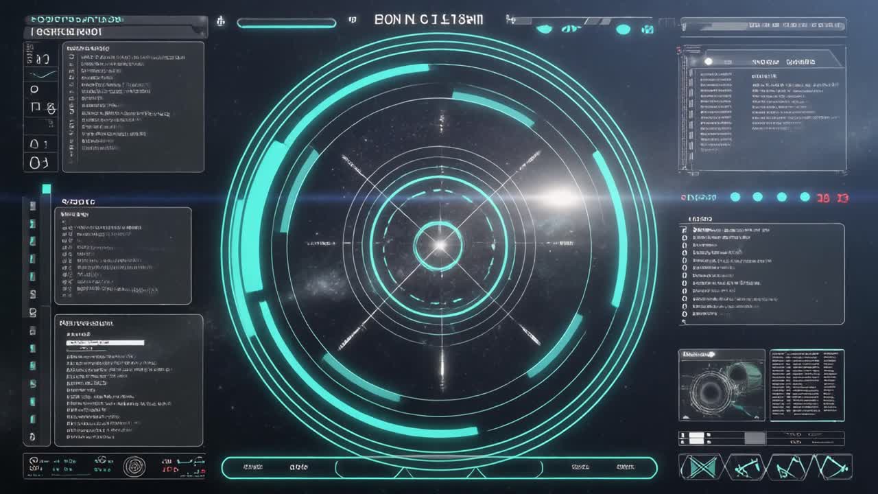 Futuristic Digital User Interface with Scanning Radar Display