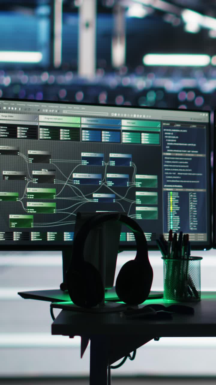 Vertical Video Computer In Data Center Managing Network Resources Using Node Tree Software