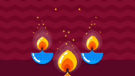 Una-Animación-De-Un-Fondo-De-Feliz-Diwali-Con-Velas-De-Colores-En-Diseño-Plano.