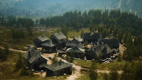 view on old italian village in the apennines mountains