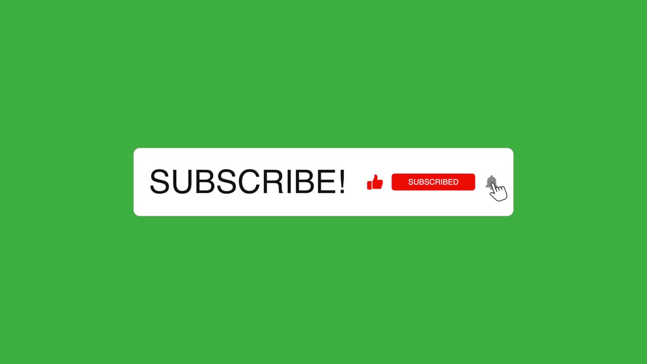 YouTube Outro Like and Subscribe Button Animation with Notification Bell Green Screen Background