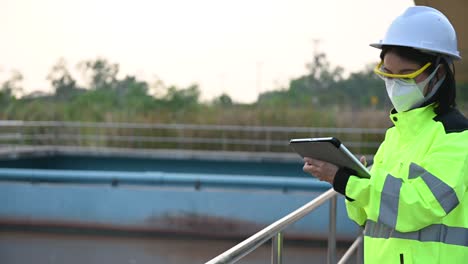 environmental engineers work at wastewater treatment plants