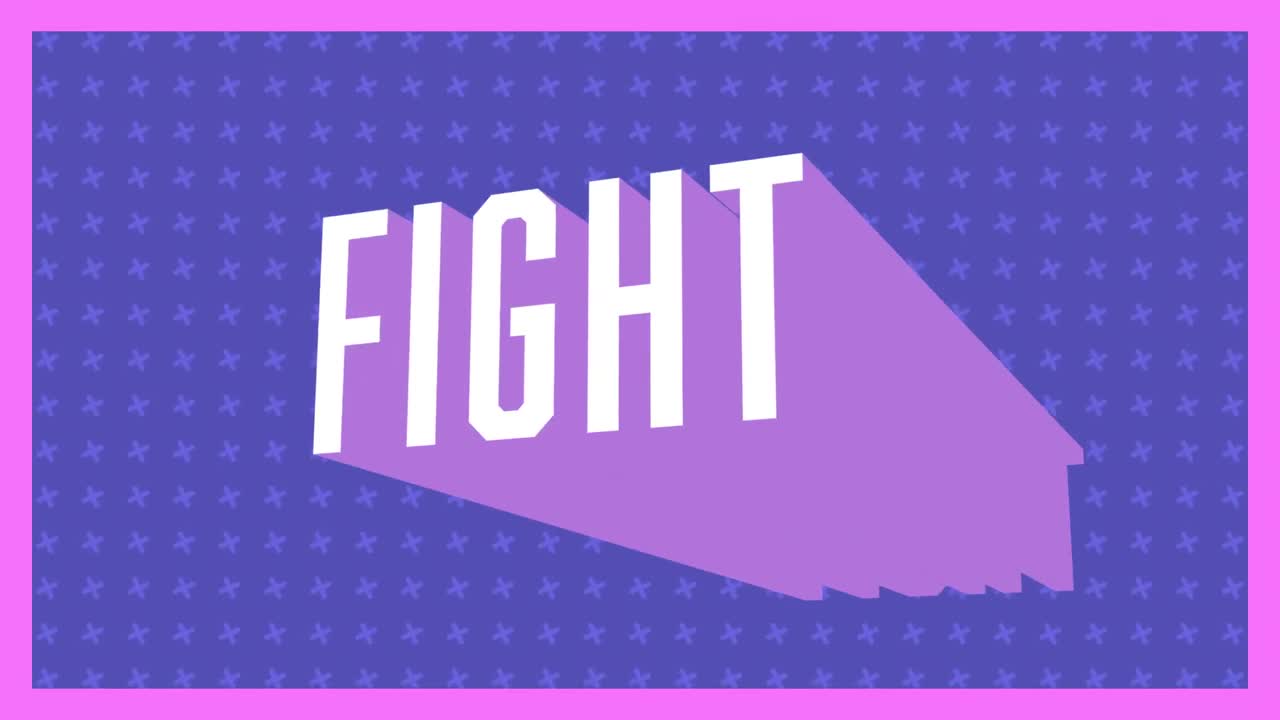 애니메이션 빈티지 비디오 게임 화면에 단어 싸움이 적혀 있습니다.