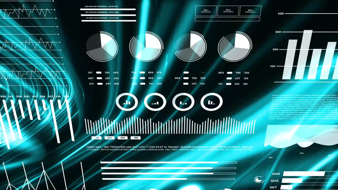 datos y estadísticas de informes, animación con diagramas gráficos.