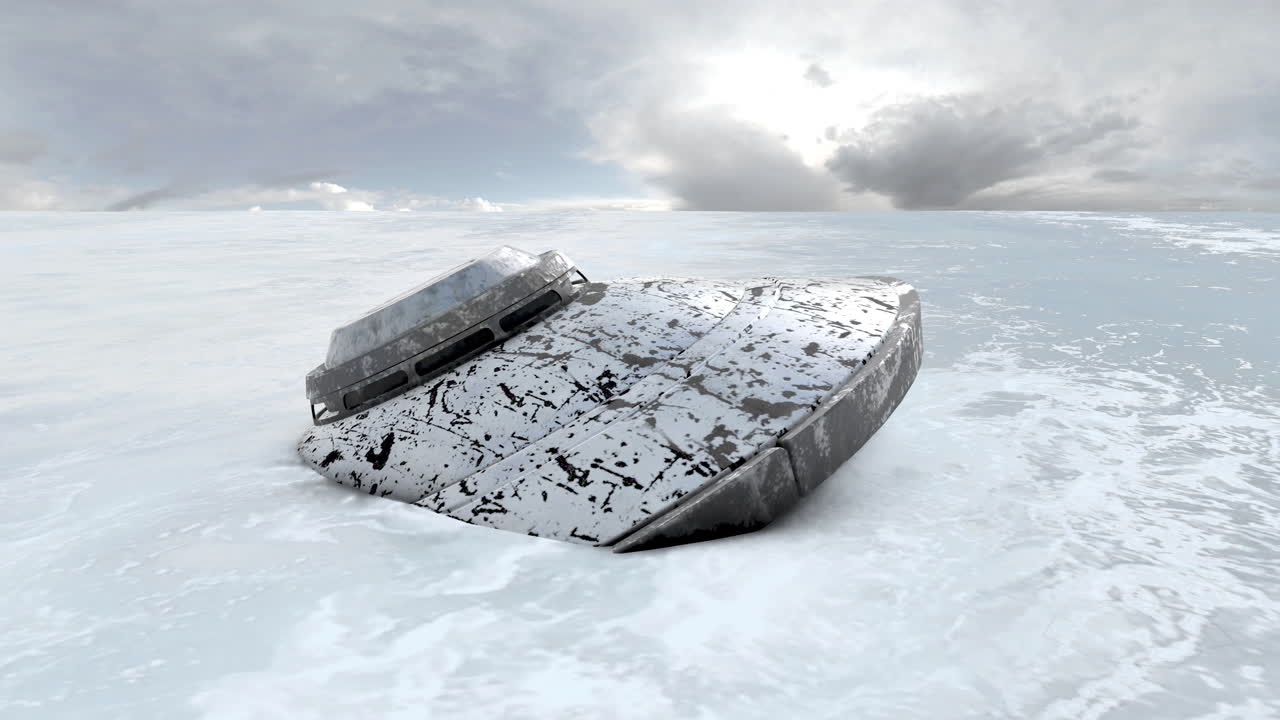 Sunken Shipwreck in Overcast Ocean
