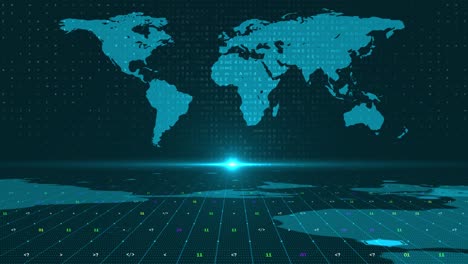 digital technology world hologram map animation glowing connections in global earth map breaking
