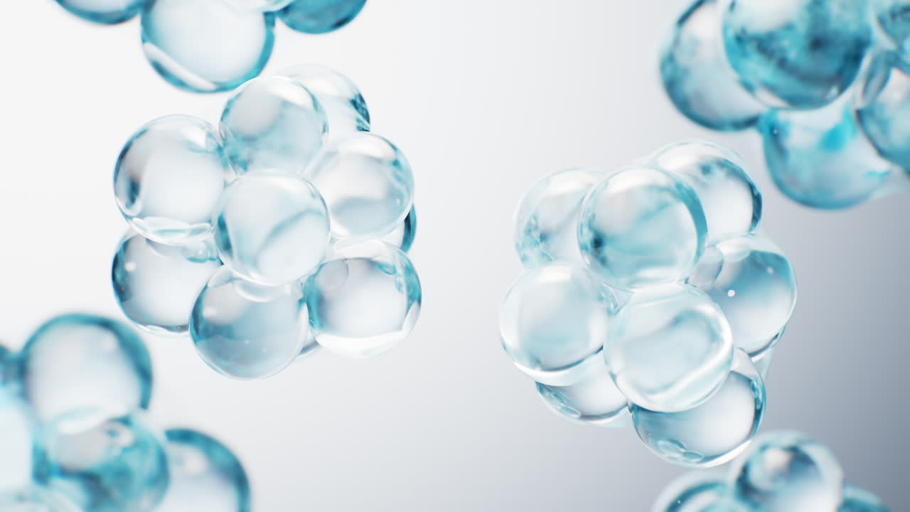 Transparent blue bubbles background, 3d rendering