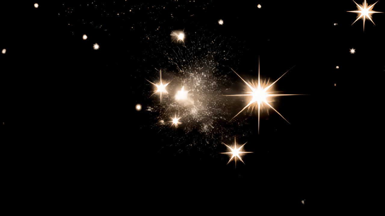 Efeitos de Luz de Estrela Dourada Cintilante em Fundo Preto