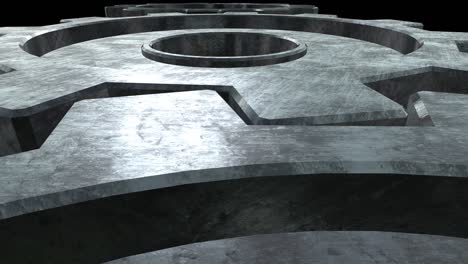 mechanism of the three silver gears . black background. close up. alpha channel