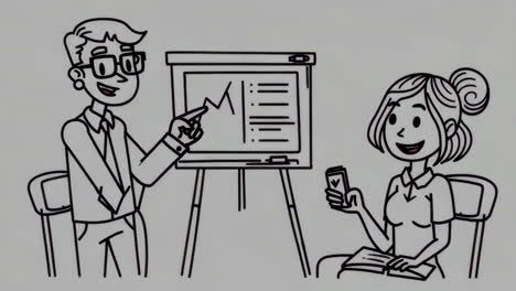 business presentation with whiteboard