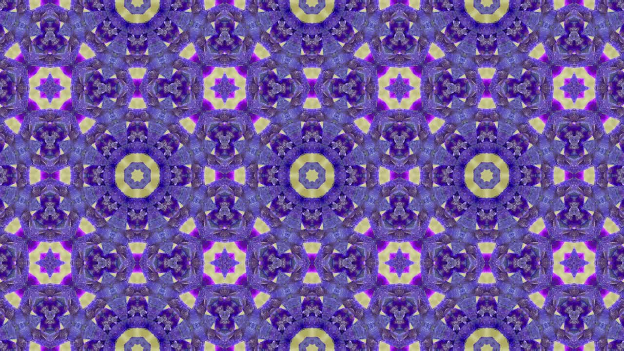 3d Looped abstract ornate decorative background. Hypnotic trendy kaleidoscope.