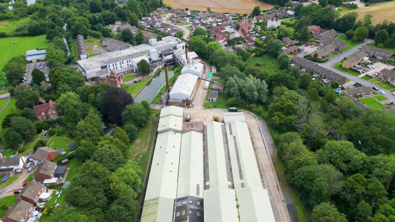 Drone flying over the top of the storage facilities at the disused Chartham papermill