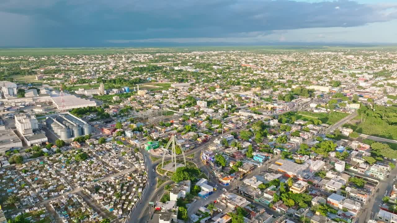 도미니카 공화국 의 산 페드로 데 마코리스 시 의 공중 드론 사진