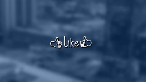 animación de texto similar con el pulgar hacia arriba sobre el paisaje urbano desenfocado