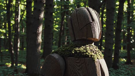 wooden sculpture in forest