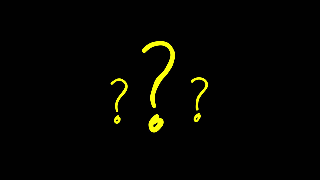 Animated Yellow Question Marks Wiggling on Black Background