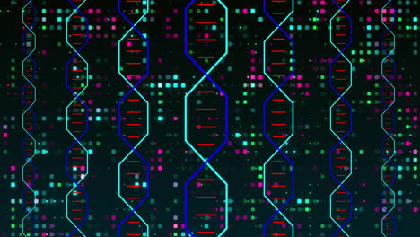 animación de cadenas de adn sobre un fondo negro