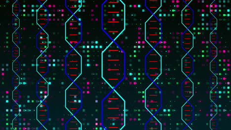 animation of dna strands over black background