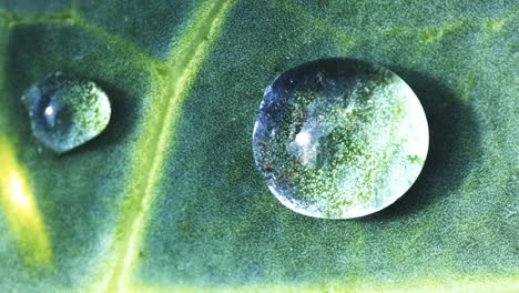 gotas de agua en una hoja verde