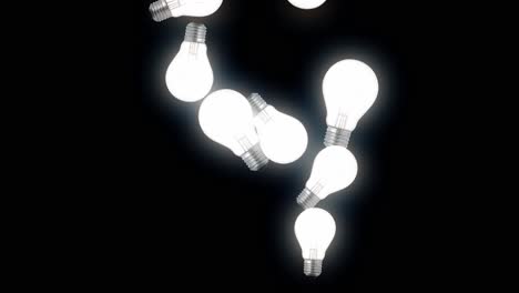 floating light bulbs on a black background