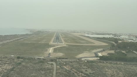 unique real time landing in the middle of a sandstorm in the coastal almeria airport, spain