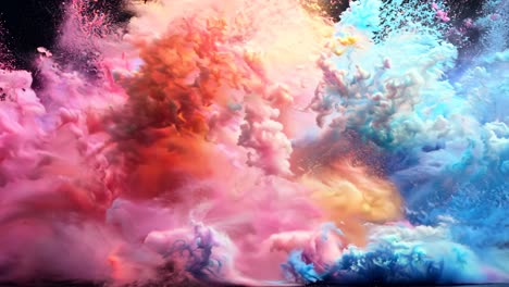 a colorful explosion of smoke and dust. the colors are bright and vibrant, creating a sense of energy and excitement. the smoke and dust are swirling and dancing in the air, creating a dynamic