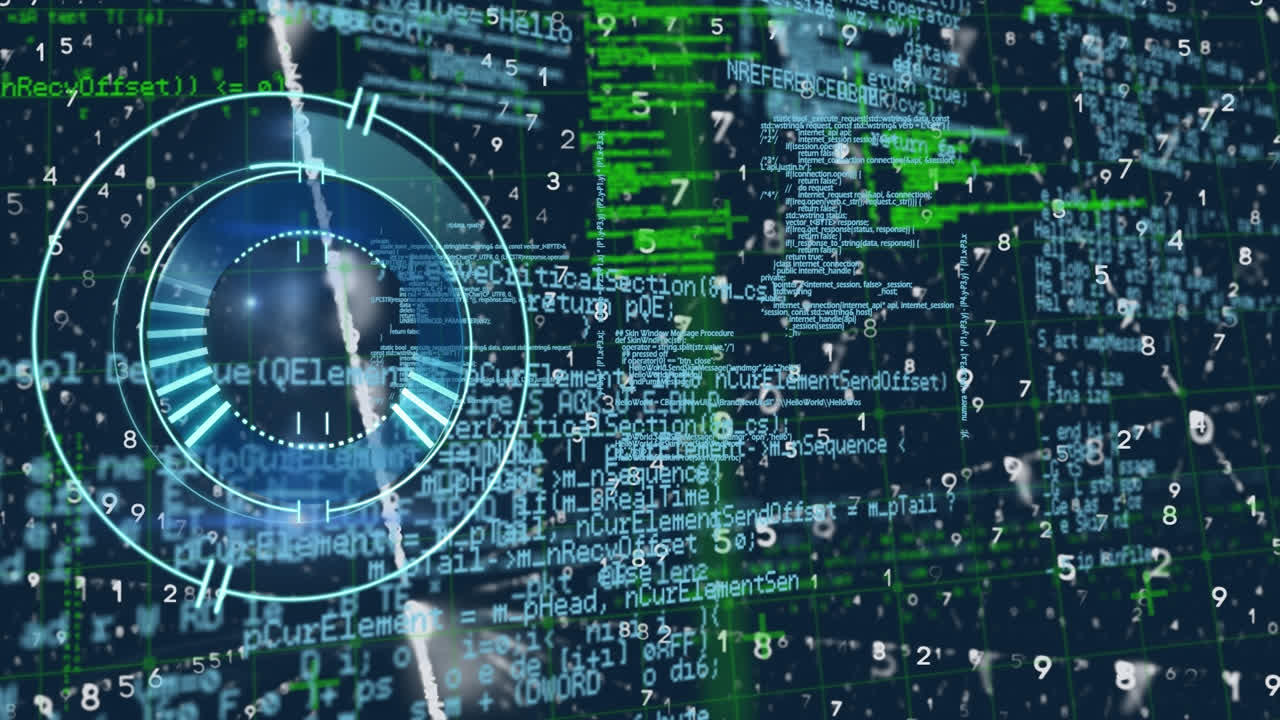 검은색 배경에 데이터 처리에 대한 범위 스캐닝의 애니메이션