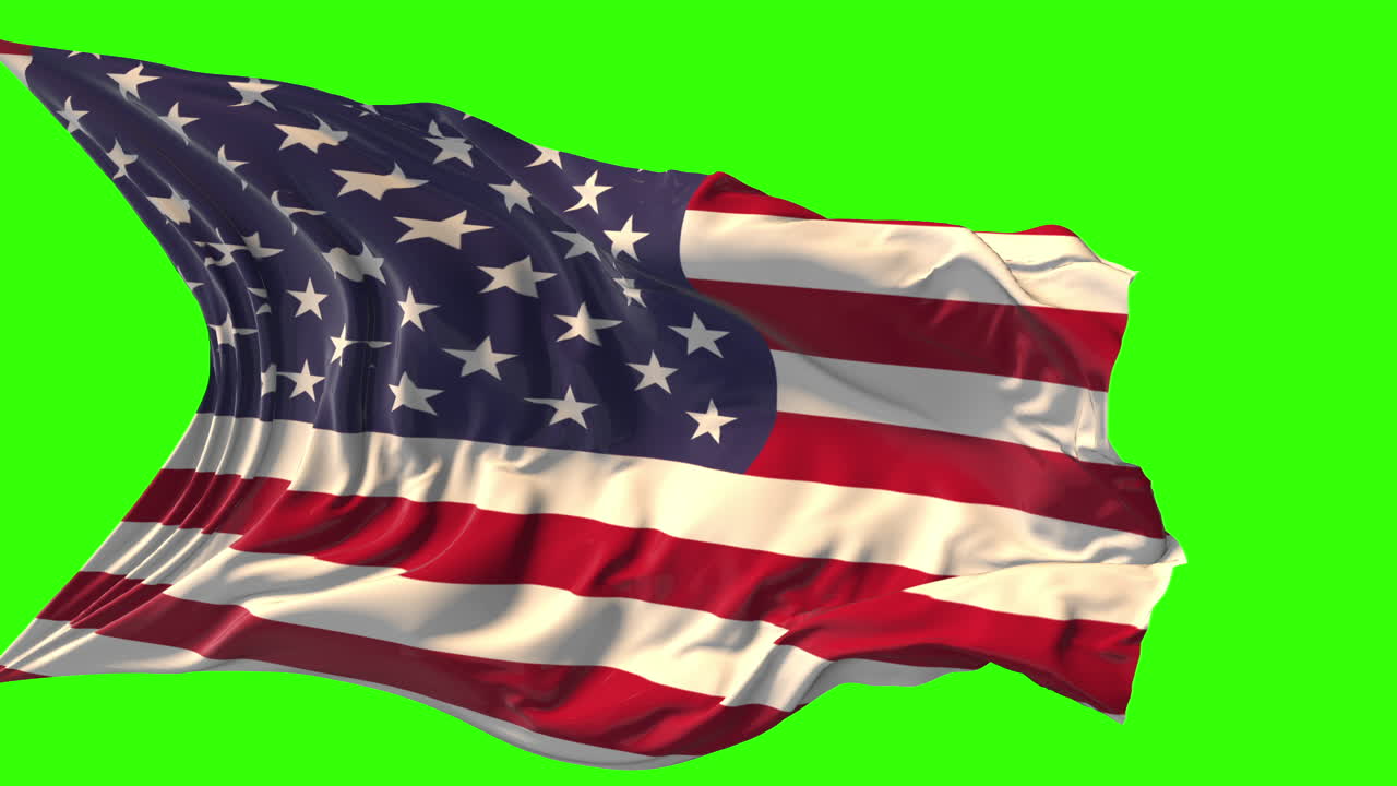Waving American Flag on Green Screen